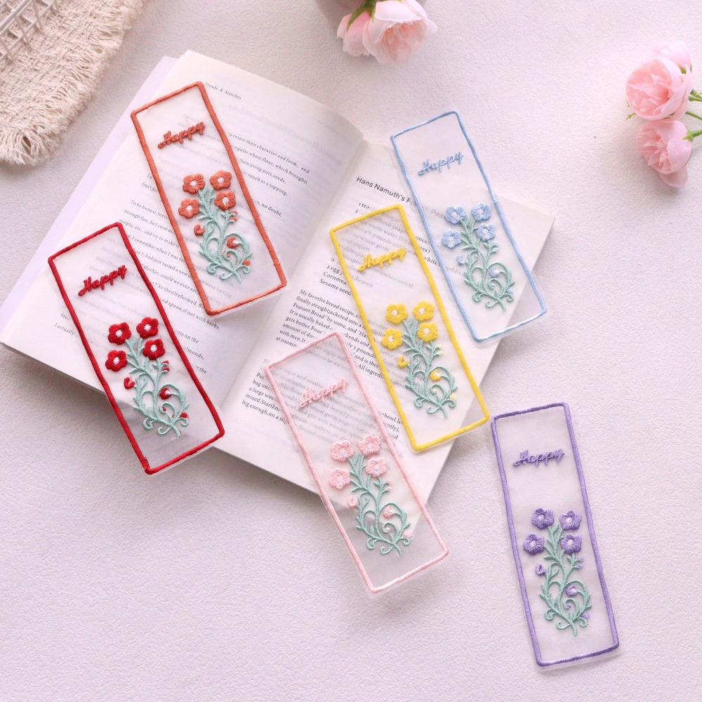 창의적인 투명 오간자 책갈피 꽃 자수 직사각형 책갈피 - Dried Flower Bookmark 리뷰 및 가격