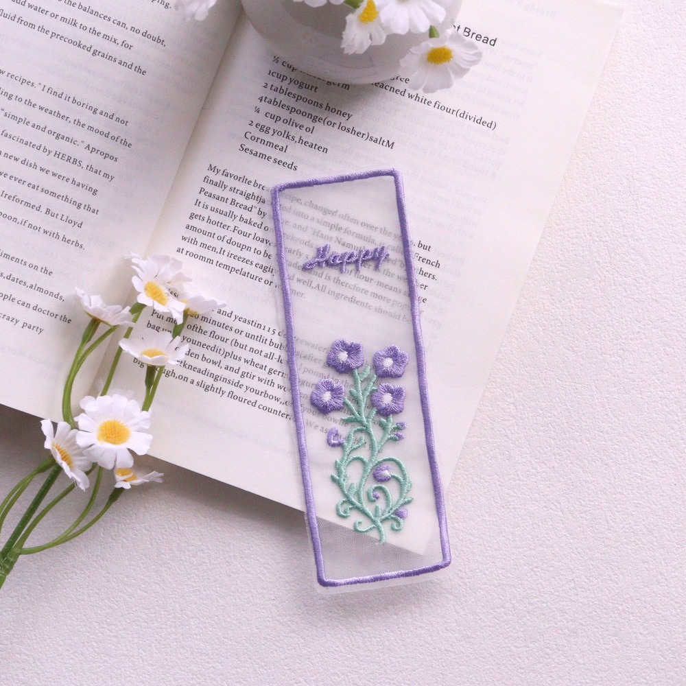 창의적인 투명 오간자 책갈피 꽃 자수 직사각형 책갈피 - Dried Flower Bookmark 리뷰 및 가격