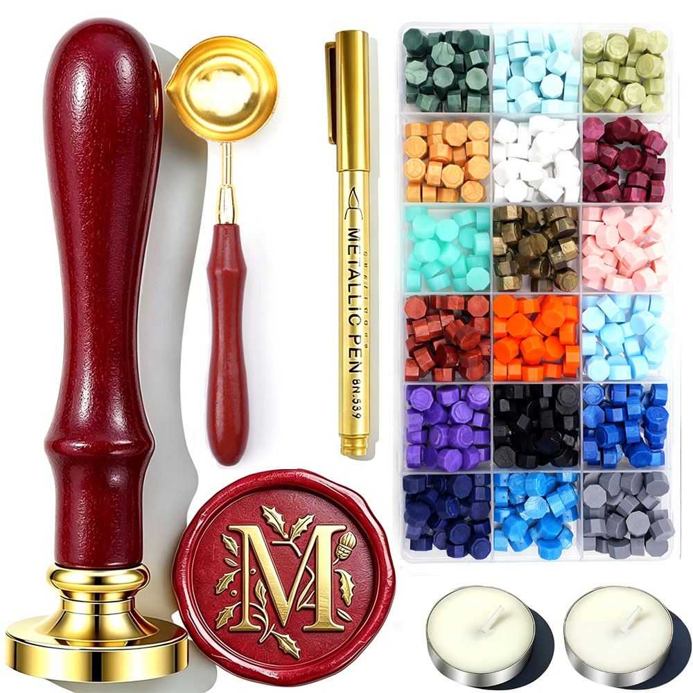 레터 M 왁스 씰 스탬프 키트 (18가지 색상 씰링 왁 - Wax Seal Letter Kit 리뷰 및 가격